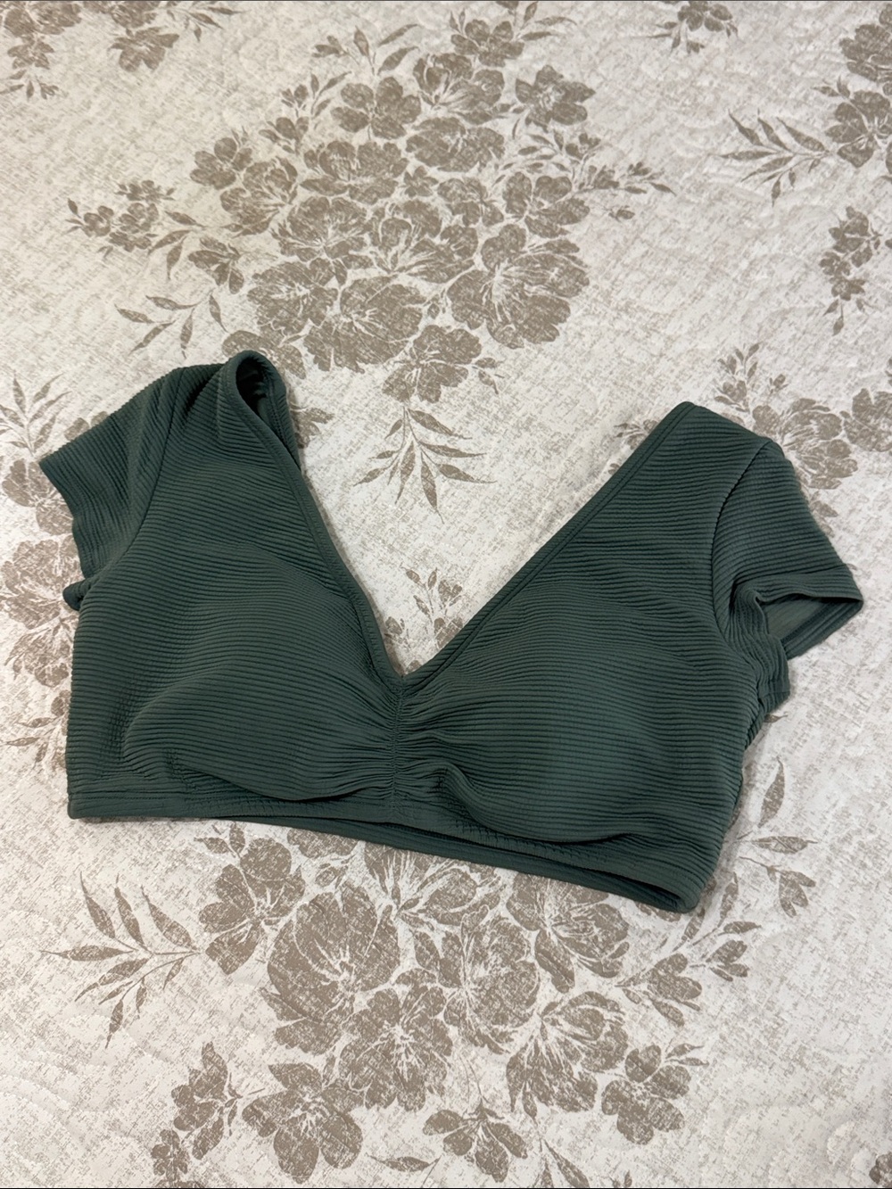 Women's Deep V Ribbed Bikini Top